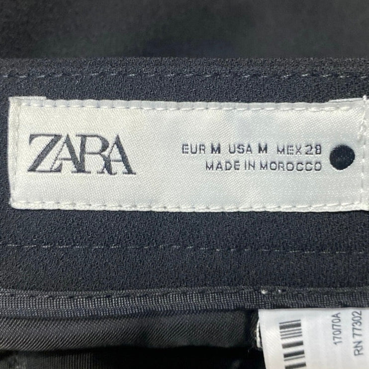 Zara Women's Black High Waisted Straight Leg Career Trousers Dress Pants Size M