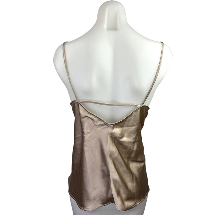 MNG Gold Silk Satin Square Neck Spaghetti Strap Cami Camisole Tank Top Size XXL