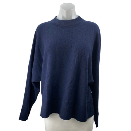 Whistles Women's Blue Mock Neck Long Dolman Sleeve Knit Pullover Sweater Top M