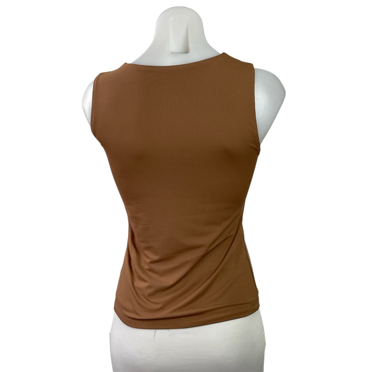 Tahari Modern Essentials Women's Brown Sleeveless Stretch Basic Tank Top Size XS