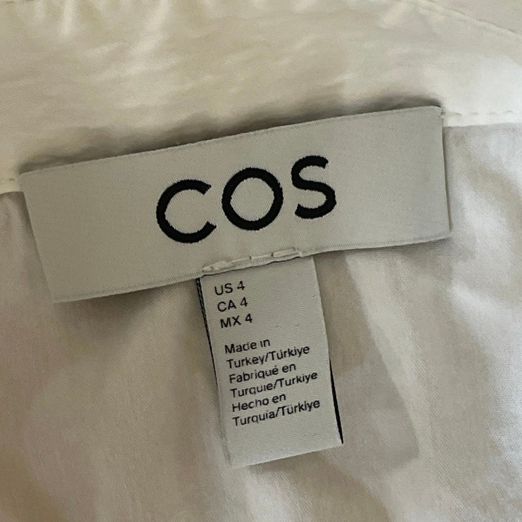 COS White Collared Long Sleeve Office Business Button Down Shirt Blouse Top Sz 4