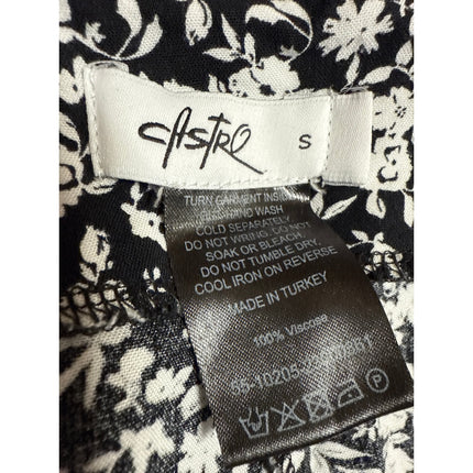 Castro Women's Black White Floral High Waisted Straight Peasant Midi Skirt Sz S