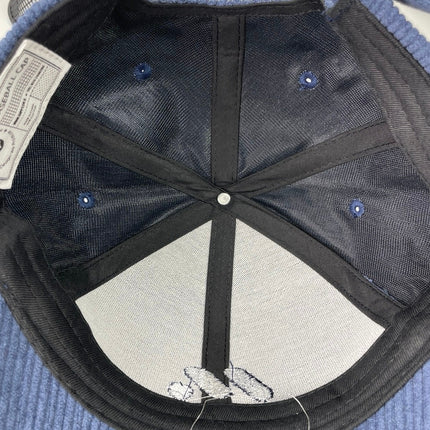 Guppy Women's Navy Blue Ribbed Corduroy Strapback Baseball Cap Hat Size OS