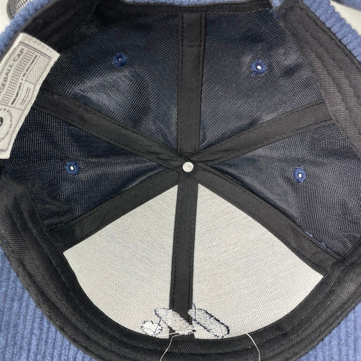 Guppy Women's Navy Blue Ribbed Corduroy Strapback Baseball Cap Hat Size OS