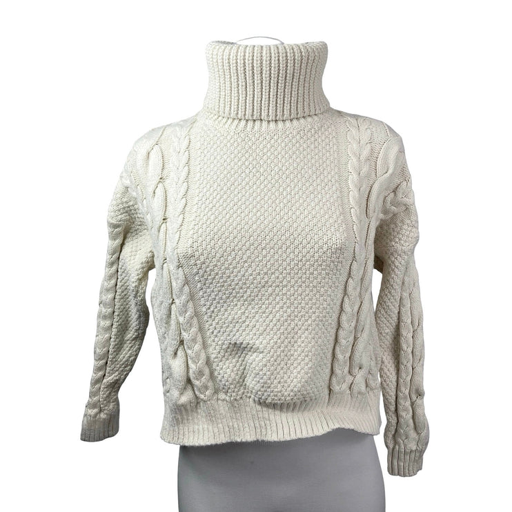 Madewell Women's Cable Knit Turtle Neck Long Sleeve Sweatshirt Sweater Top Sz M