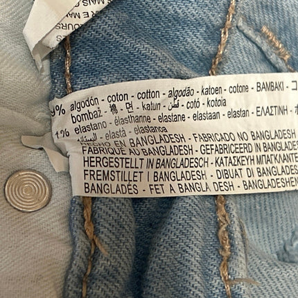 Zara Women's Blue Light Wash Cut-Off Distressed High Rise Denim Jean Shorts Sz 2