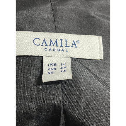 Camila Women's Black Long Sleeve Notch Lapel One Button Blazer Coat Jacket Sz 12