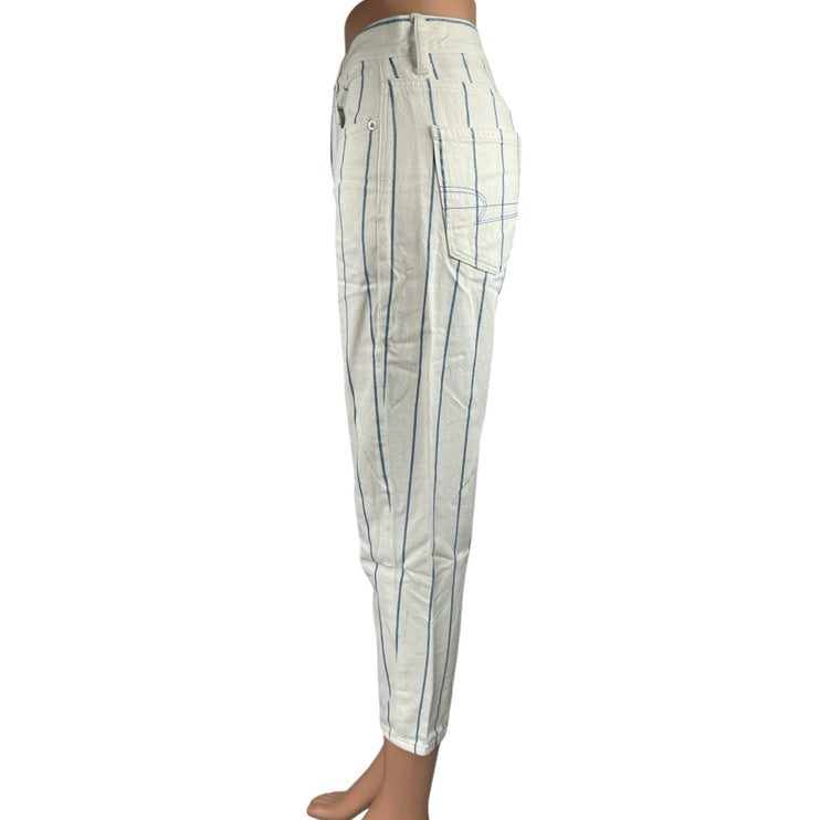 American Eagle White Striped High Waist Skinny Trousers Mom Denim Jeans Pants 2