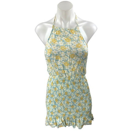 Cotton Candy LA Multicolor Floral Smocked Sleeveless Halter Mini Pencil Dress S
