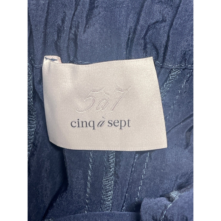 Cinq a Sept Navy Blue Cuffed Hem High Rise Wide Leg Utility Cargo Shorts Size S