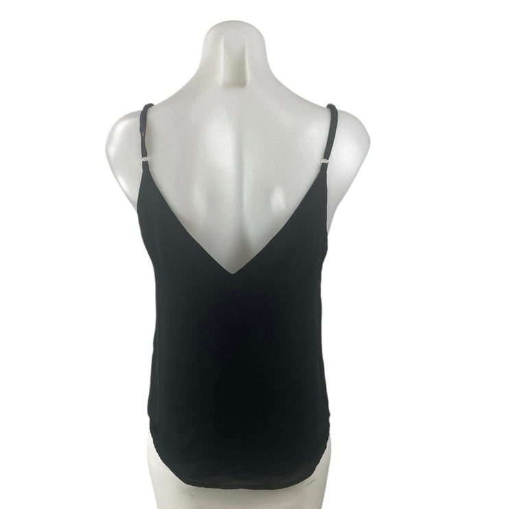 Forever 21 Galen Black Mesh Trim Sleeveless V Neck Cami Camisole Tank Top Size S