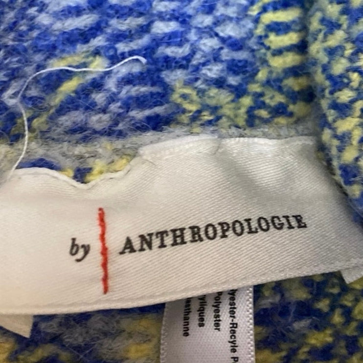 Anthropologie Gray Multicolor Floral Knit Winter Bonnet Fuzzy Beanie Hat Cap OS