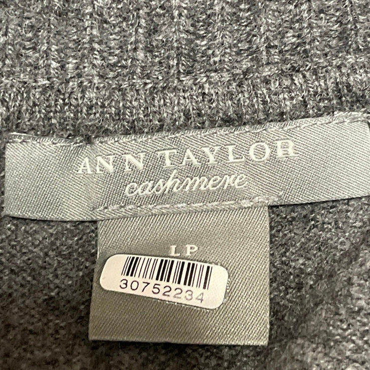 Ann Taylor Women's Gray Knit Shawl Long Sleeve Pullover Sweater Top Size LP