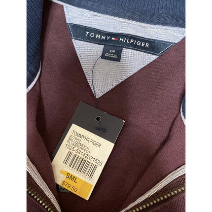 NEW Tommy Hilfiger Men's Plum Purple Turtleneck 1/4 Zip Long Sleeve Sweatshirt S