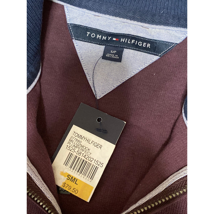 NEW Tommy Hilfiger Men's Plum Purple Turtleneck 1/4 Zip Long Sleeve Sweatshirt S