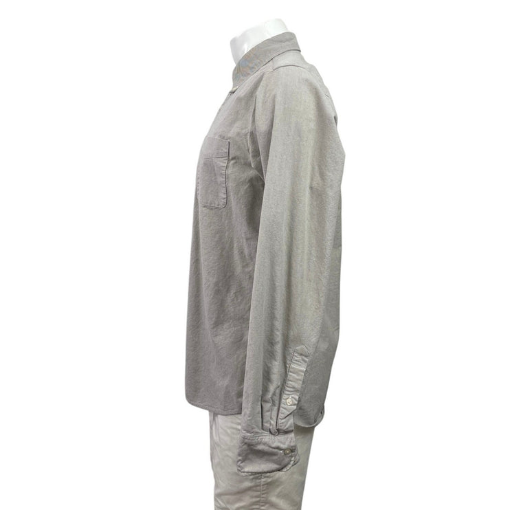 Uniqlo Men's Gray Chambray Long Sleeve Collared Casual Button Down Shirt Top L