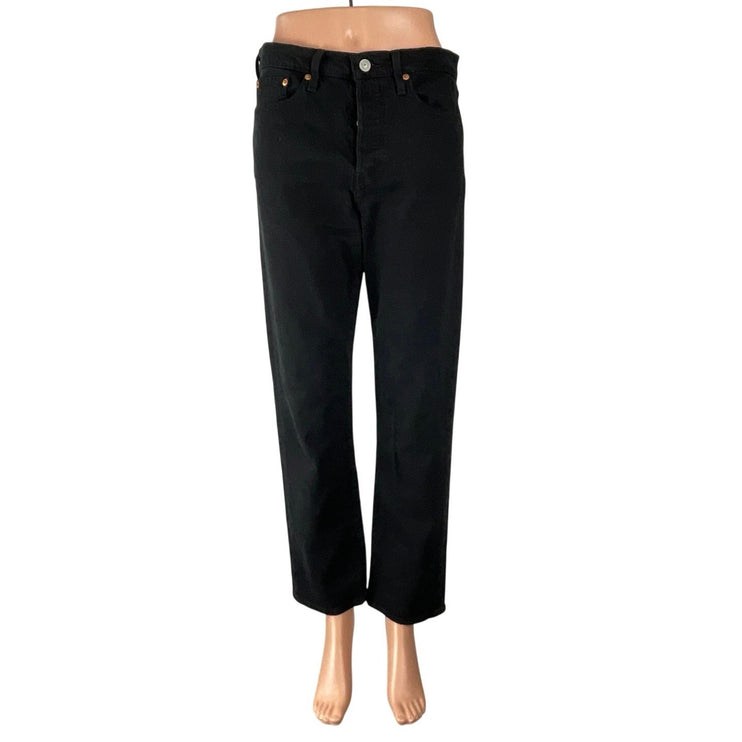 Levi's Wedgie Straight Women's Black High Rise Relaxed Ankle Denim Jeans Size 28