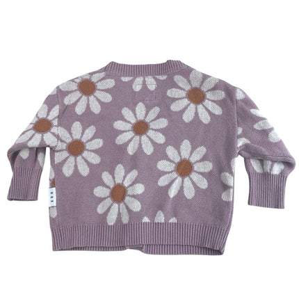 HUX Baby Girls Toddler Purple Daisy Floral Button Up Cardigan Sweater 12-18M