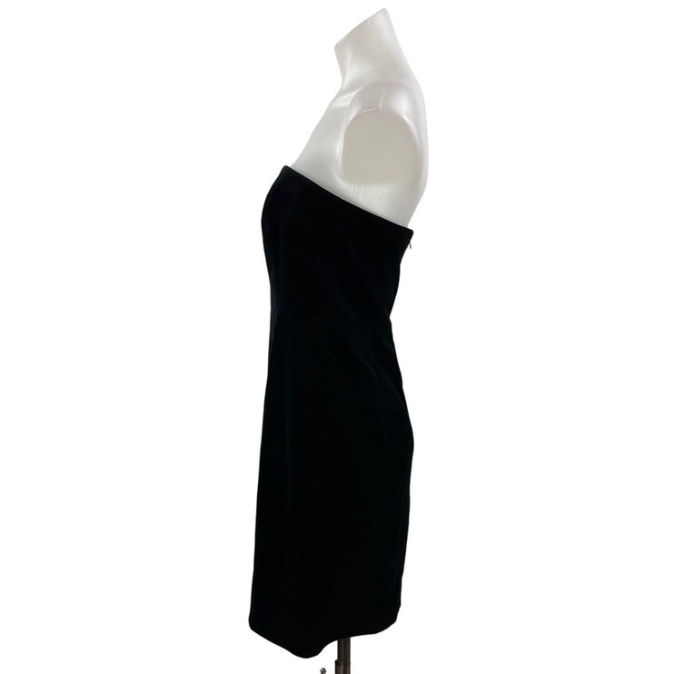 Theory Black Velvet Velour Sleeveless Strapless Bodycon Tube Mini Dress Size 4