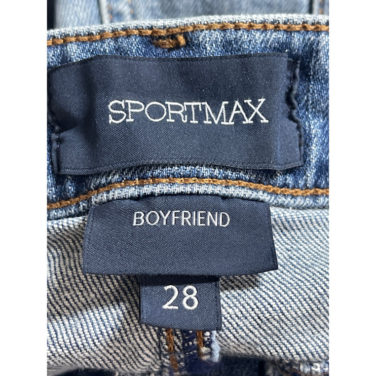 Sportmax Women Blue Perfect Fit High Rise Boyfriend Straight Denim Jeans Size 28