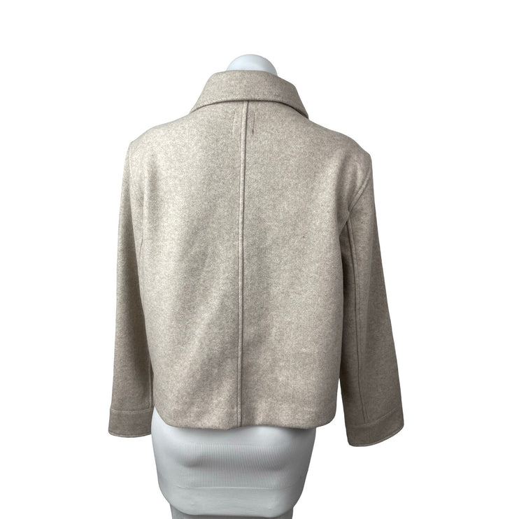 Zara Women's Beige Collared Long Sleeve Button Down Shirt Shacket Coat Jacket M