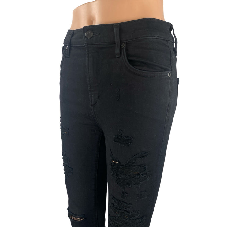 Agolde Women's Black High Waisted Distressed Y2k Skinny Denim Jeans Size 27