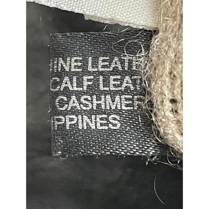 Portolano Women's Black 100% Leather Cashmere Leopard Faux Fur Gloves OS