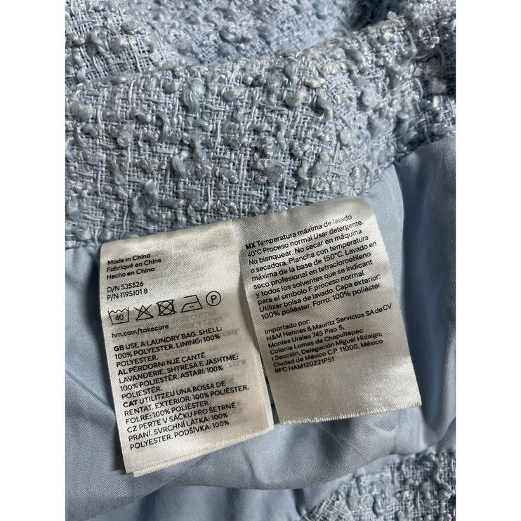 H&M Women Blue Tweed Textured Faux Pocket High Waist A Line Mini Skirt Size 4