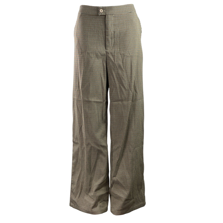 Princess Polly Brown Plaid Checkered High Waisted Wide Leg Trousers Pants Sz 12