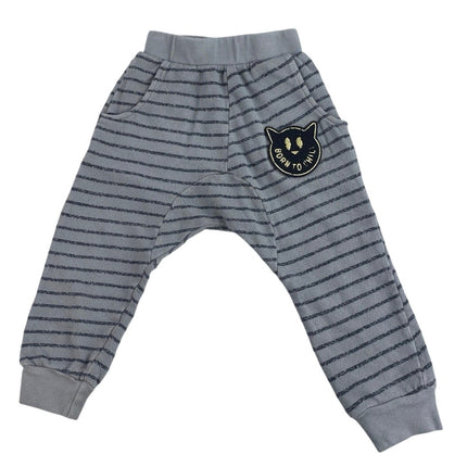 Tiny Whales Kids Boys Black Stripe Born To Chill Long Sleeve Pajama 2 Pc Set 2