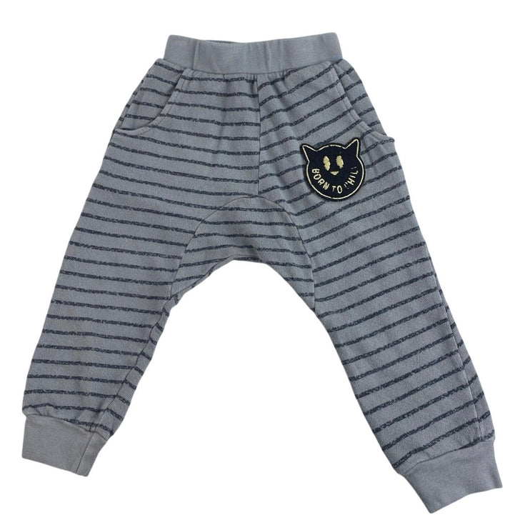 Tiny Whales Kids Boys Black Stripe Born To Chill Long Sleeve Pajama 2 Pc Set 2