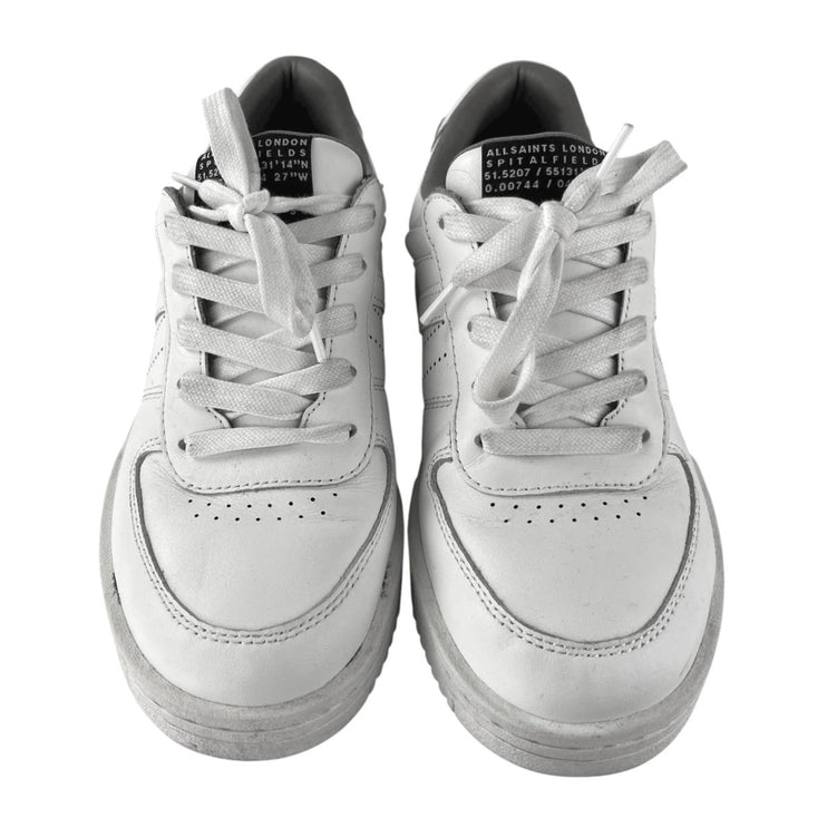 AllSaints VIX Women;s White Leather Low Top Athletic Trainers Sneakers Shoes 7