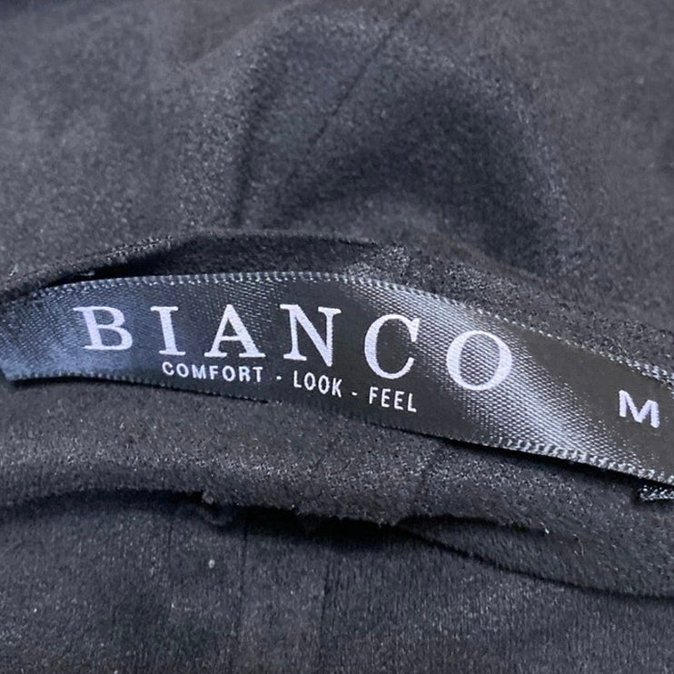 Bianco Women's Black Open Front Long Sleeve Cropped Cardigan Sweater Top Size M