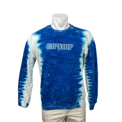 Ripndip Men's Blue Tie Dye Logo Crew Neck Long Sleeve Fleece Sweatshirt Top S