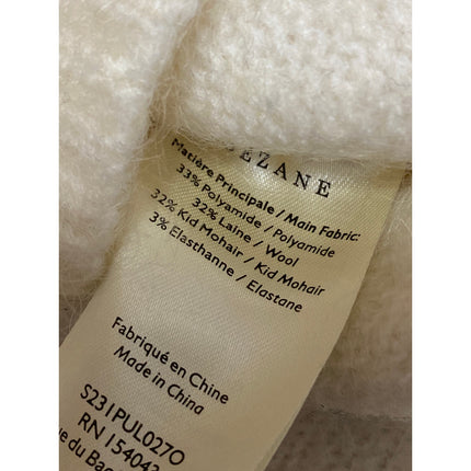SEZANE Cinta Women's Cream Wool Gold Heart Long Sleeve Sweatshirt Sweater Top M