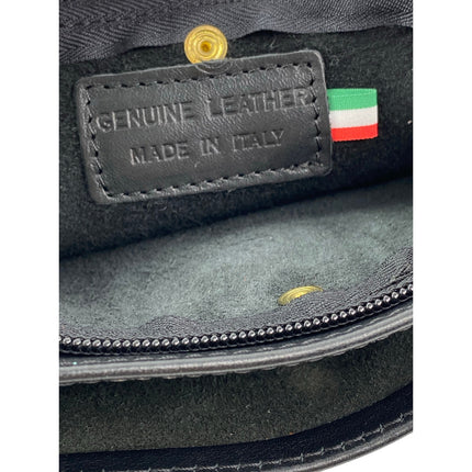 Sorrento De Martino Women's Black Chain Crossbody Leather Studded Handbag OS