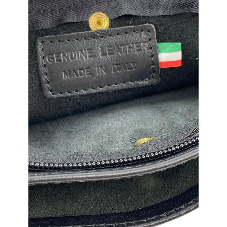 Sorrento De Martino Women's Black Chain Crossbody Leather Studded Handbag OS