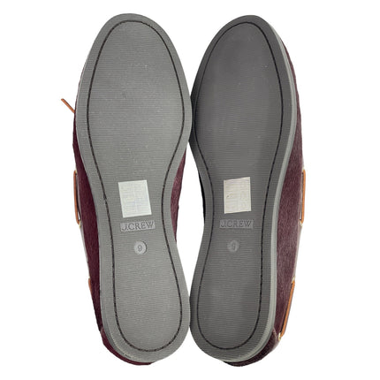 NEW J.Crew Haircalf Classic Womens Purple Leather Lace Up Flat Loafer Shoes Sz 9