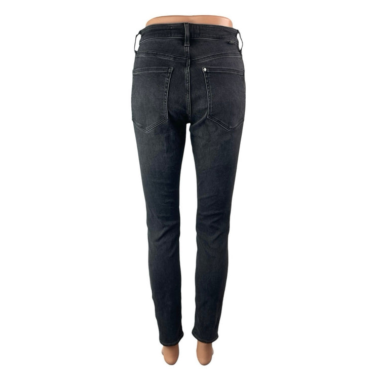 H&M Women's Black High Waisted Button Zip Slim Fit Skinny Denim Jeans Pants Sz S