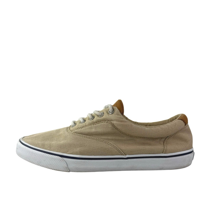Sperry Men's Striper II CVO Beige Tan Lace Up Top-Sider Flatrs Sneakers Shoes 12