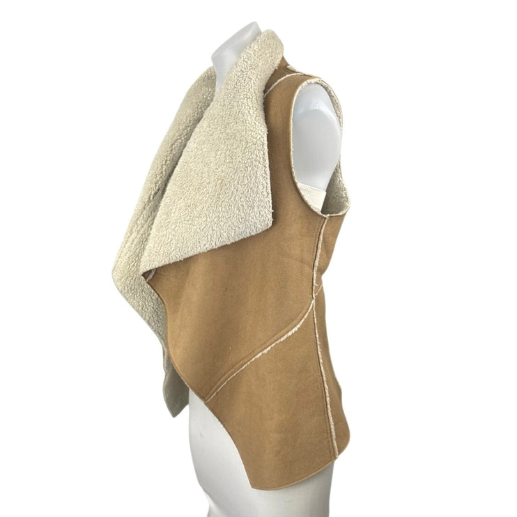 Xhilaration Faux Suede Sherpa Open Front Waterfall Sweater Vest Coat Jacket M
