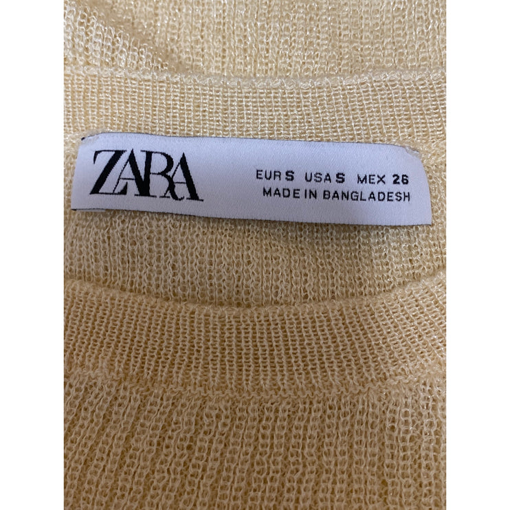 Zara Women's Yellow Knit Crew Neck Sleeveless Sweater Vest Muscle Tank Top Sz S