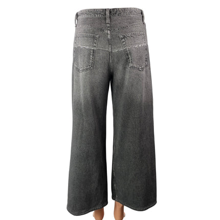 rag & bone Women's Gray Faded Relaxed Cropped Baggy Wide Leg Denim Jean Pants 27