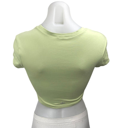 Alo Lime Green Short Sleeve Crew Neck Baby Tee T Shirt Yoga Athletic Crop Top S