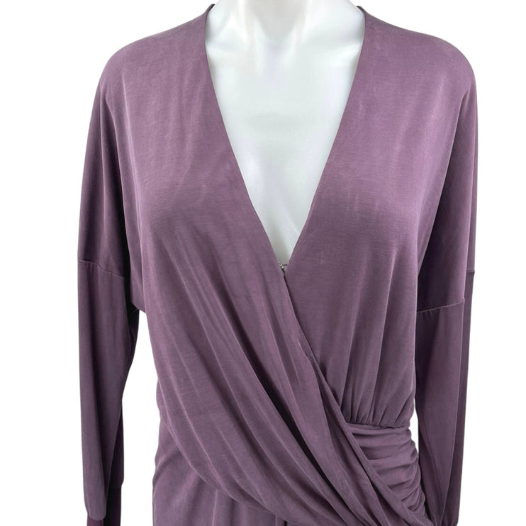 Free People Riley Cupra Women's Purple Long Sleeve V Neck Maxi Faux Wrap Dress M