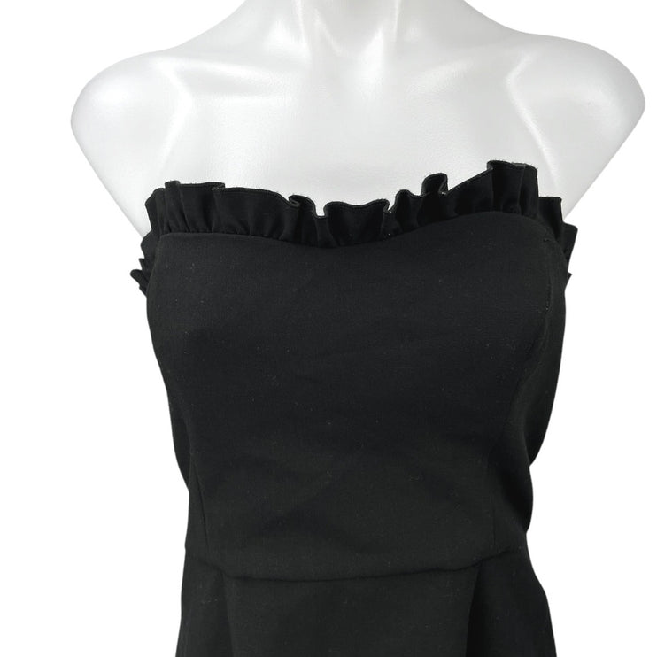 French Connection Whisper Ruth Black Ruffled Strapless Mini A-line Tube Dress 8