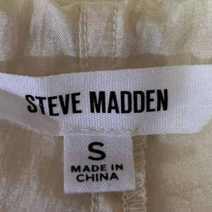 Steve Madden Cream Satin Silky Tapered Drawstring Windbreaker Parachute Pants S