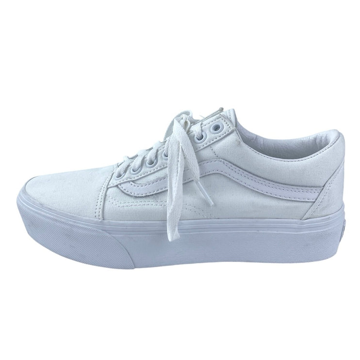 NEW Vans Old Skool Unisex White Low Top Lace Up Platform Sneakers Shoes Size 8.5