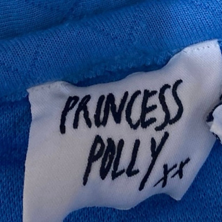 Princess Polly Blue Quilted Sleeveless Tank Crop Top Jogger Sweat Pants Size 4