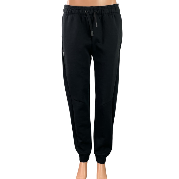 BYLT Black Elastic Waist Drawstring Tapered Athletic Trousers Jogger Pants Sz M